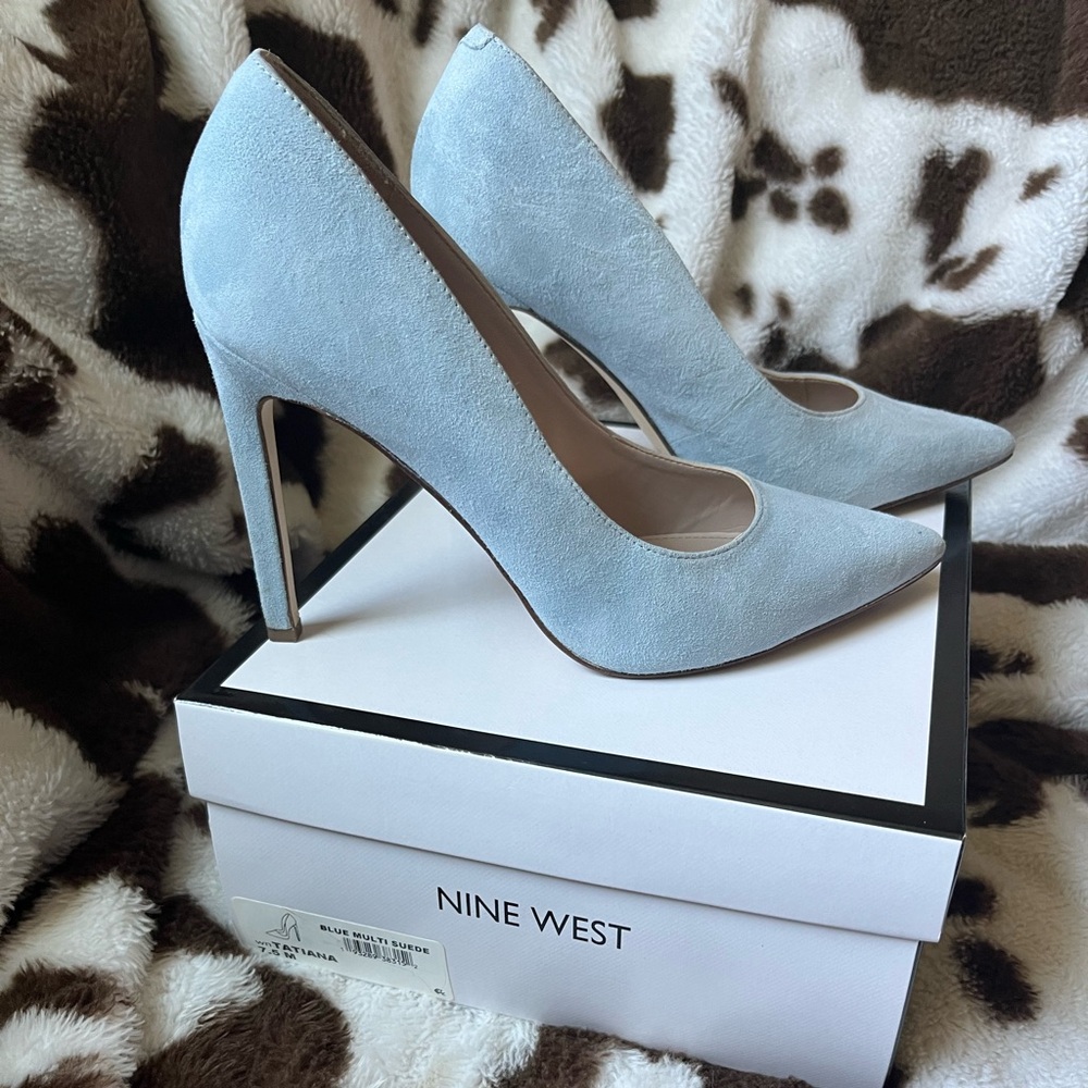 Light Blue Suede Tatiana Pumps